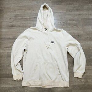 Stussy Pigment Dyed Big Logo Long Sleeve Cotton Men's Hoodie Size XL